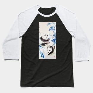 Blue Bamboo Panda Baseball T-Shirt